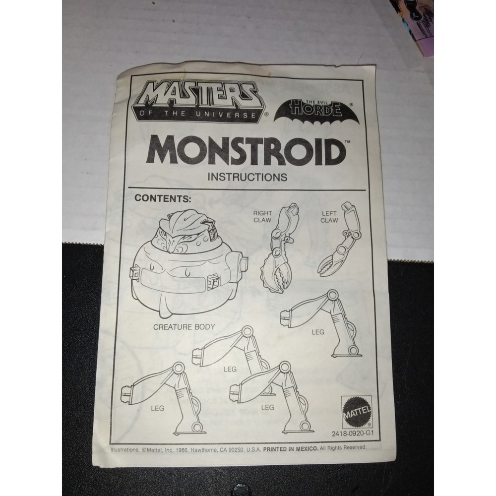 Instructions Masters -of The Universe- Motu - MONSTROID
